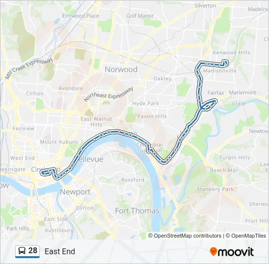 28 Bus Line Map