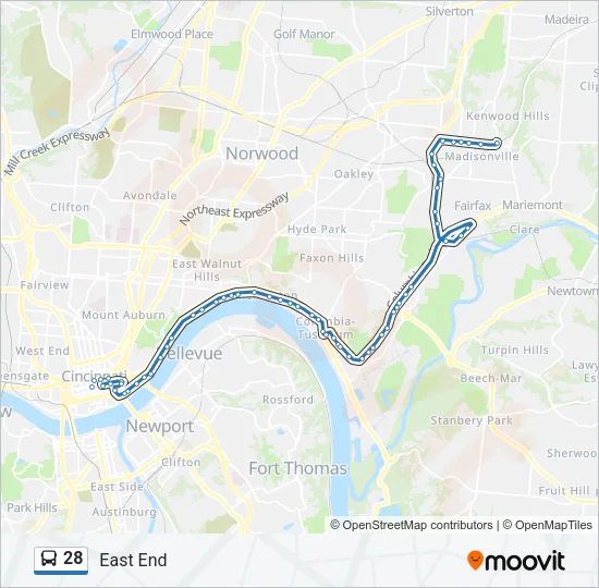 28 Bus Line Map