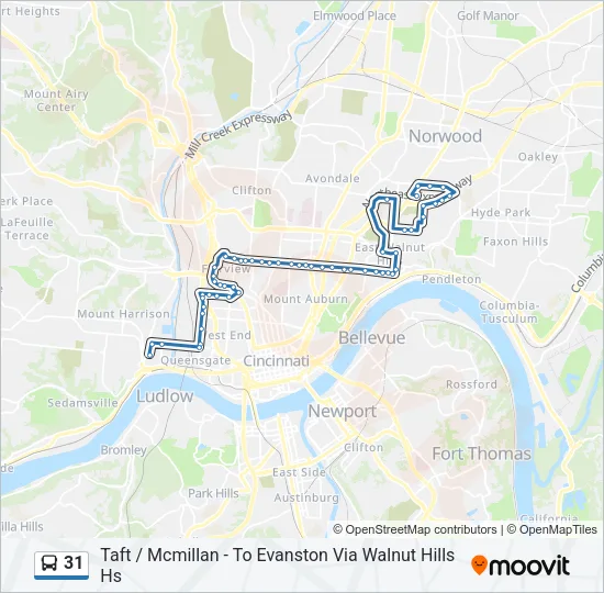 31 Bus Line Map