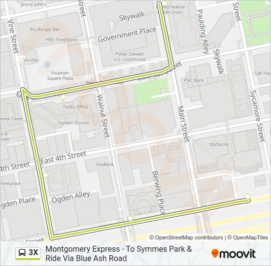 3X Bus Line Map