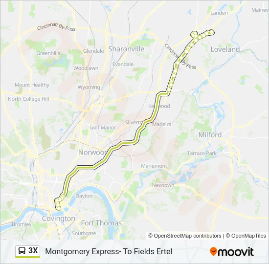 3X Bus Line Map