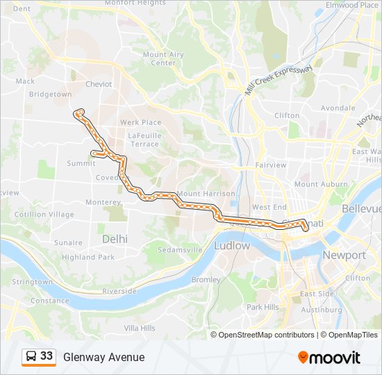 33 bus Line Map