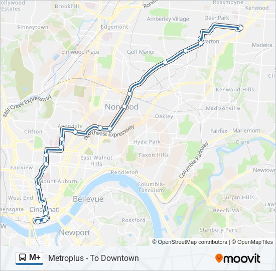 Mapa de M+ de autobús
