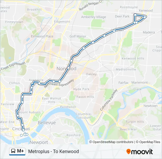 M+ Bus Line Map