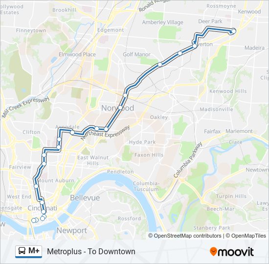 M+ bus Line Map