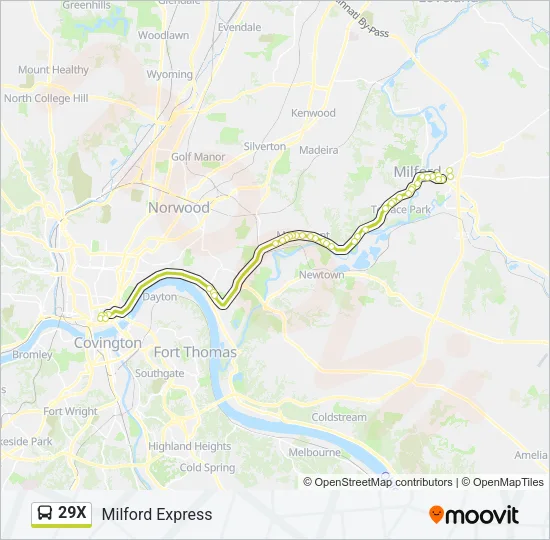 29X Bus Line Map