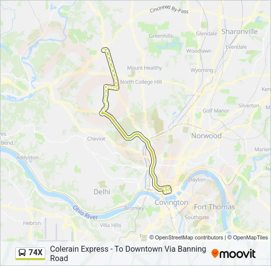 74X Bus Line Map