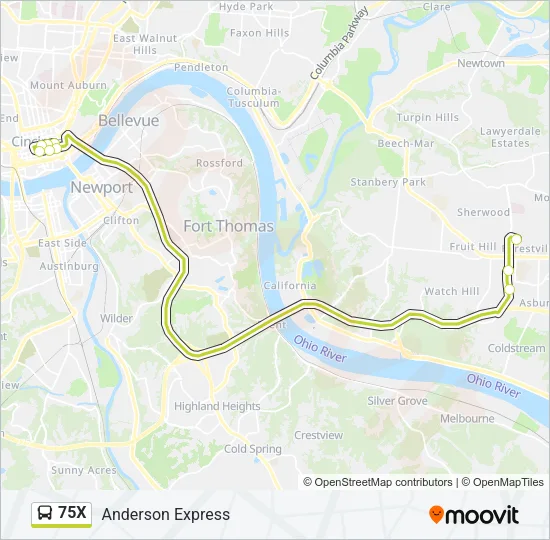 75X Bus Line Map
