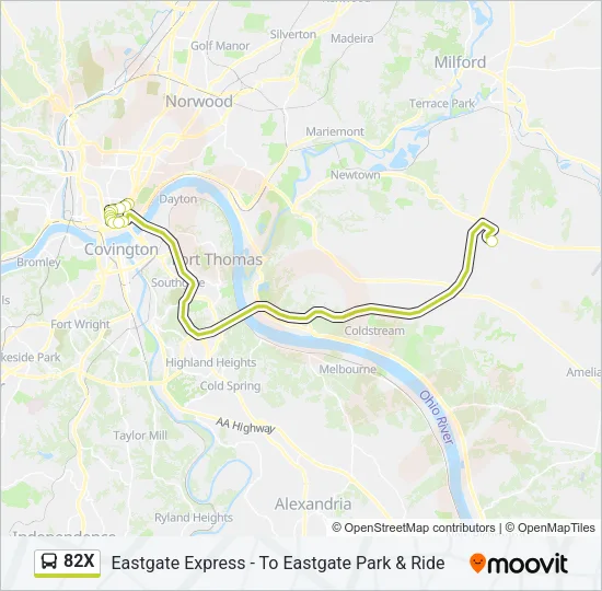 82X Bus Line Map