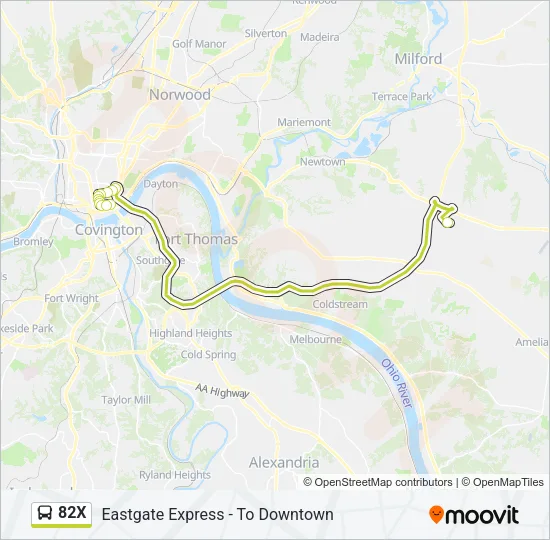82X Bus Line Map