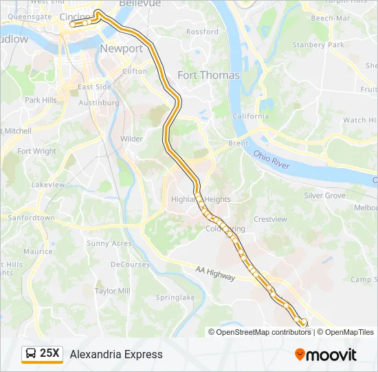 25X Bus Line Map