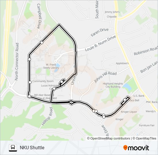 Mapa de NKU SHUTTLE de autobús