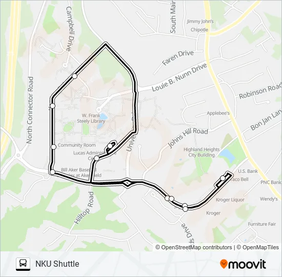 NKU SHUTTLE Bus Line Map