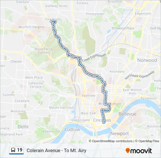 19 Bus Line Map