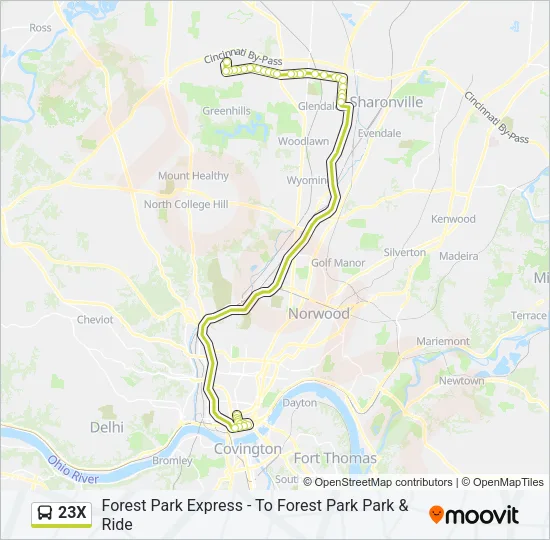 23X Bus Line Map