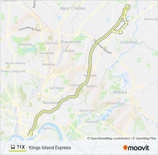 71X bus Line Map