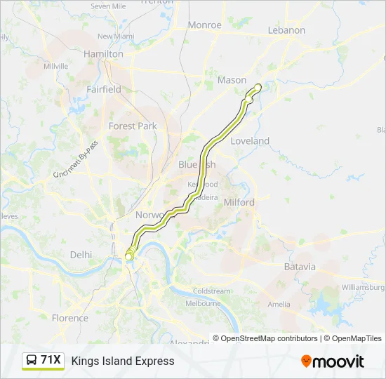 71X Bus Line Map