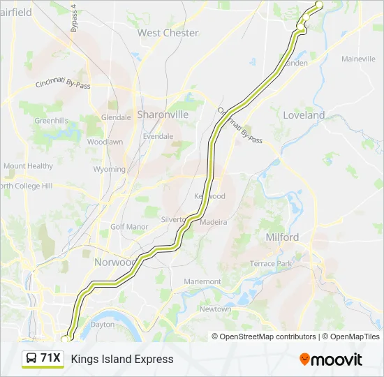 71X Bus Line Map