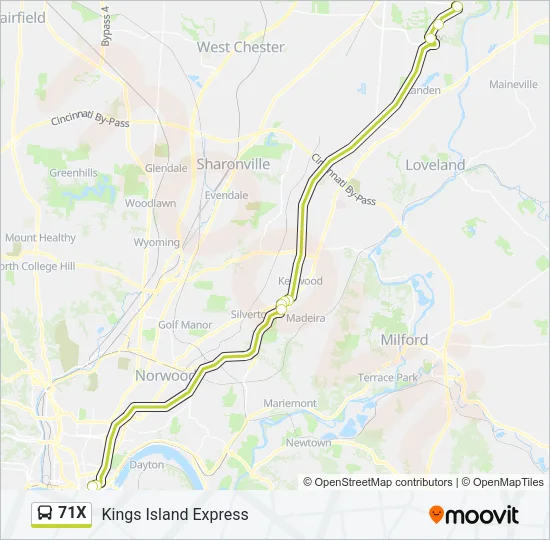 71X Bus Line Map