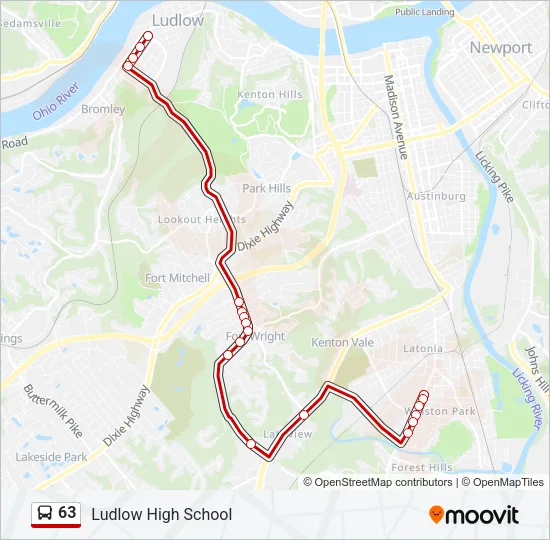 63 Bus Line Map