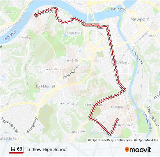63 Bus Line Map