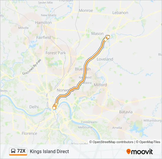 72X Bus Line Map
