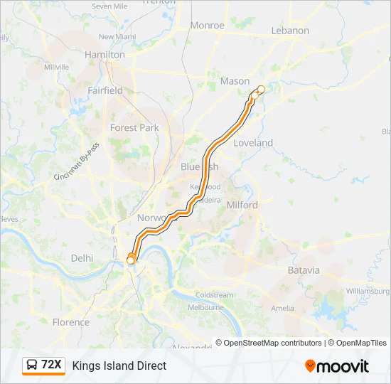 72X Bus Line Map