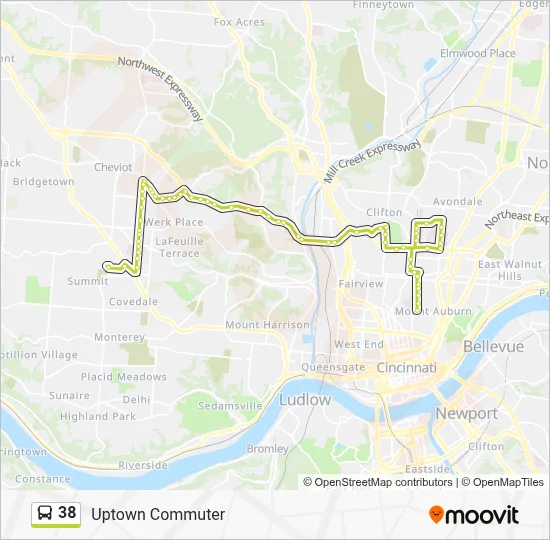 38 Route: Schedules, Stops & Maps - Uptown Commuter To Mt. Auburn (Updated)