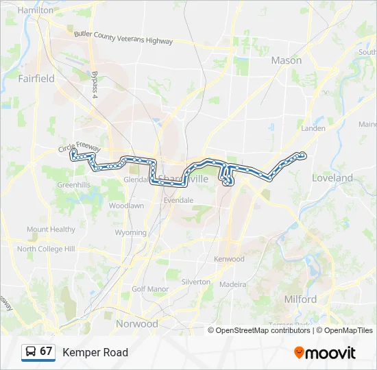 67 Route: Schedules, Stops & Maps - Kemper Road To Fields Ertel Park ...