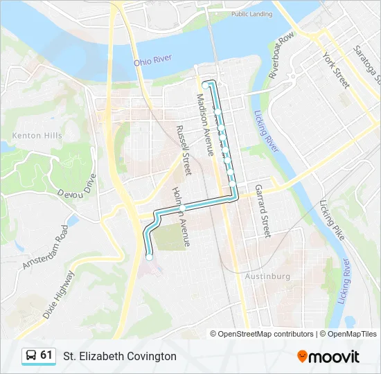 61 Bus Line Map