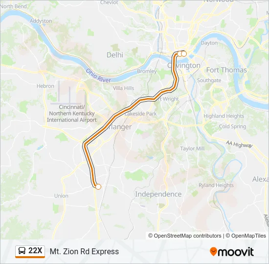 22X Bus Line Map