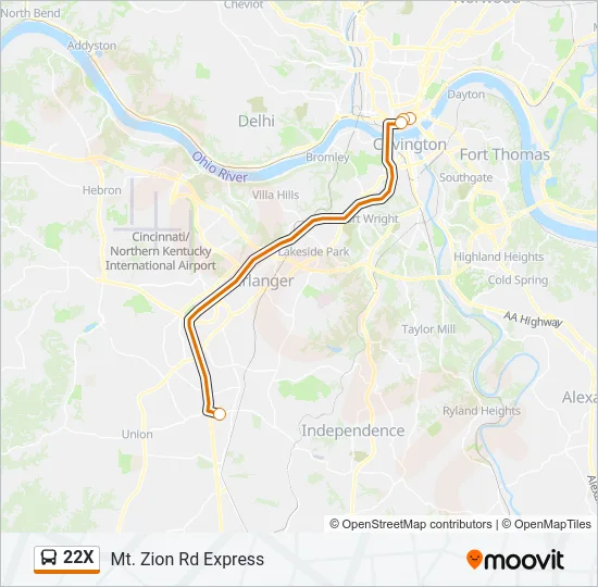 22X Bus Line Map