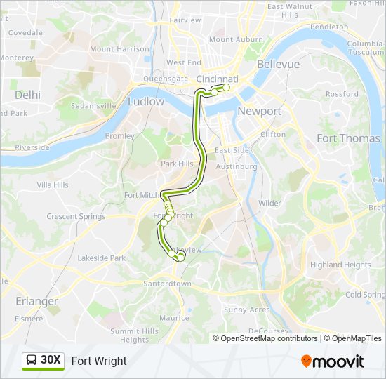 30X Bus Line Map