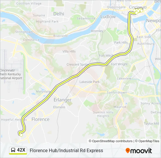 42X Bus Line Map
