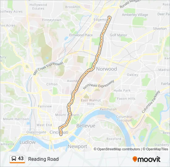 43 Bus Line Map