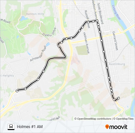 HOLMES HS #1 AM bus Line Map