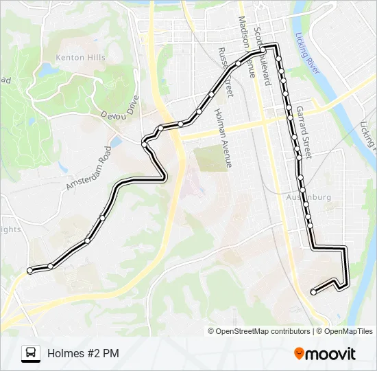 HOLMES HS #2 PM Bus Line Map