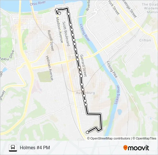 HOLMES HS #4 PM Bus Line Map
