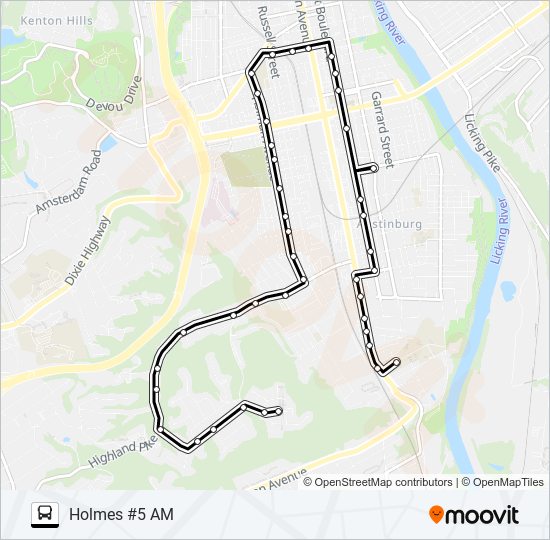 HOLMES HS #5 AM bus Line Map