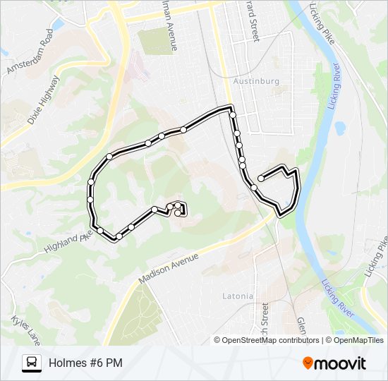 HOLMES HS #6 PM bus Line Map