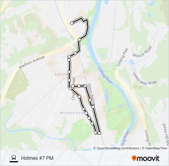 HOLMES HS #7 PM bus Line Map