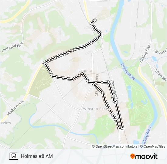 HOLMES HS #8 AM Bus Line Map
