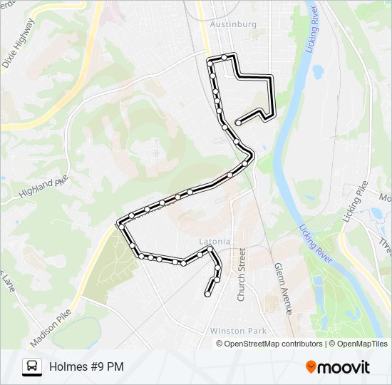 HOLMES HS #9 PM bus Line Map