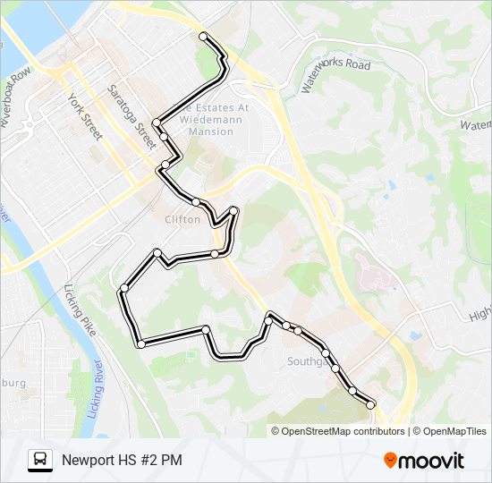 NEWPORT HS #2 PM bus Line Map