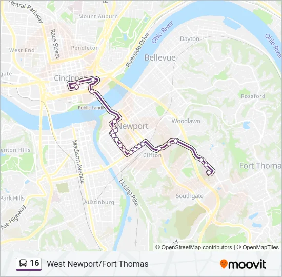 16 Bus Line Map