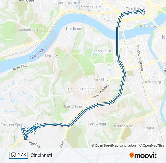 17X Bus Line Map
