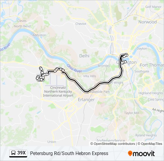 39X bus Line Map