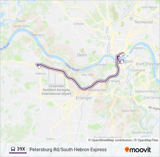 39X Bus Line Map