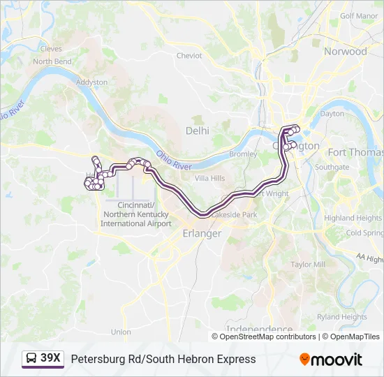 39X Bus Line Map