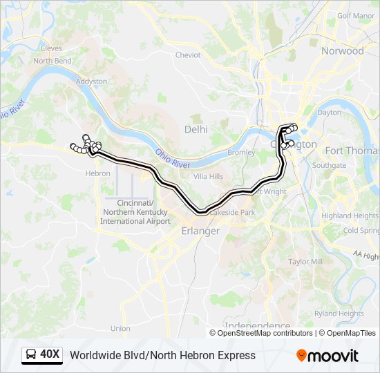 40x Route Schedules, Stops & Maps Cincinnati (Updated)
